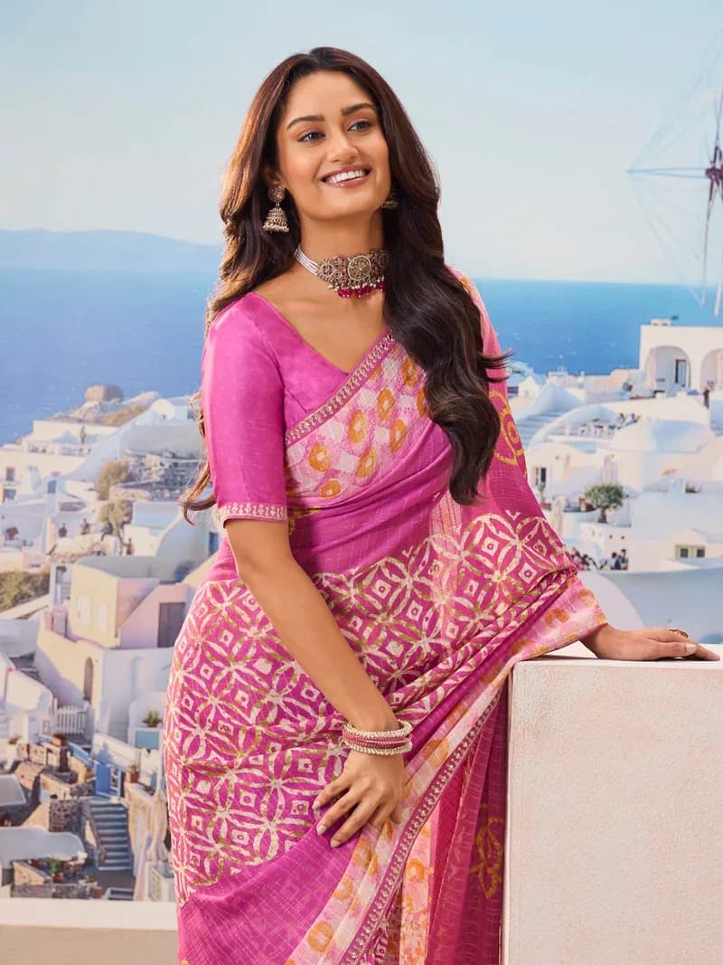 Laxmipati Purple Chiffon Floral Printed Saree 2