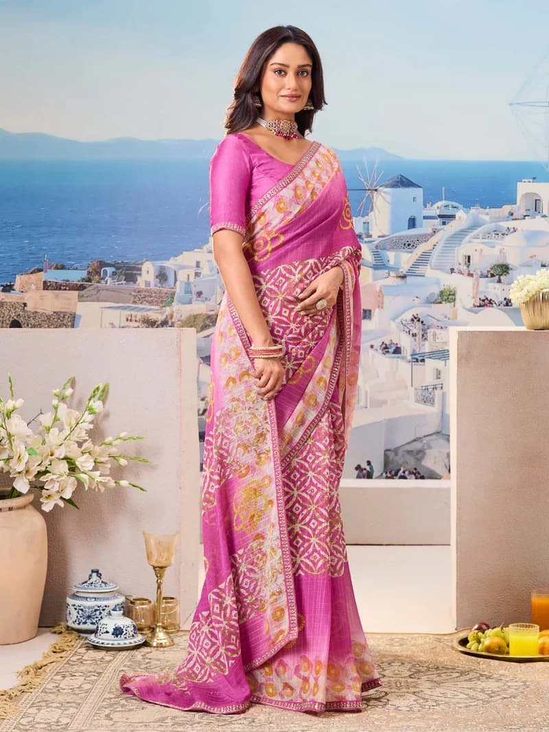 Laxmipati Purple Chiffon Floral Printed Saree 3