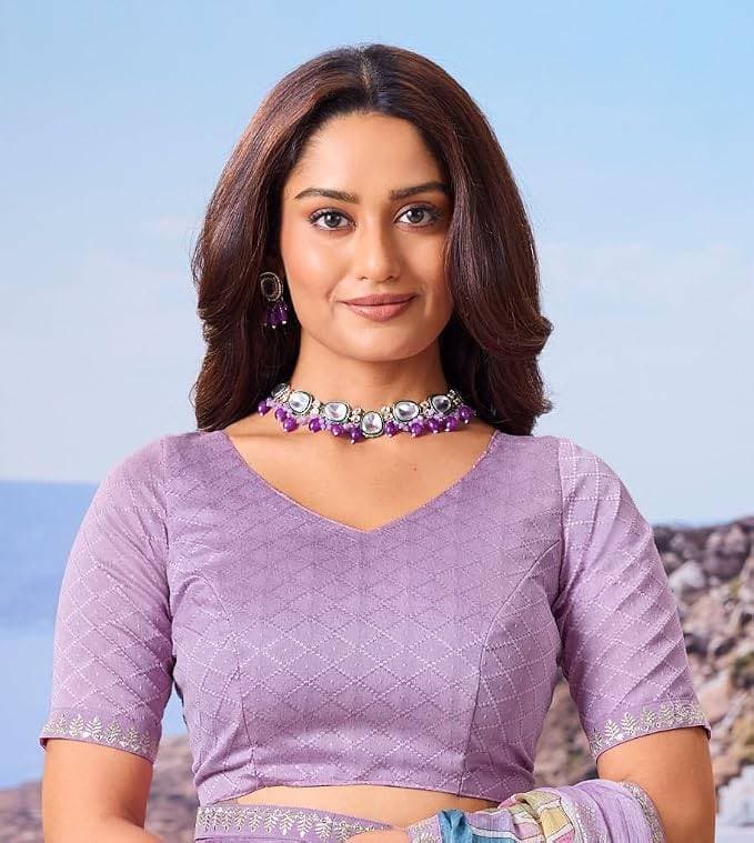 Laxmipati Lavender Chiffon Floral Printed Saree 1