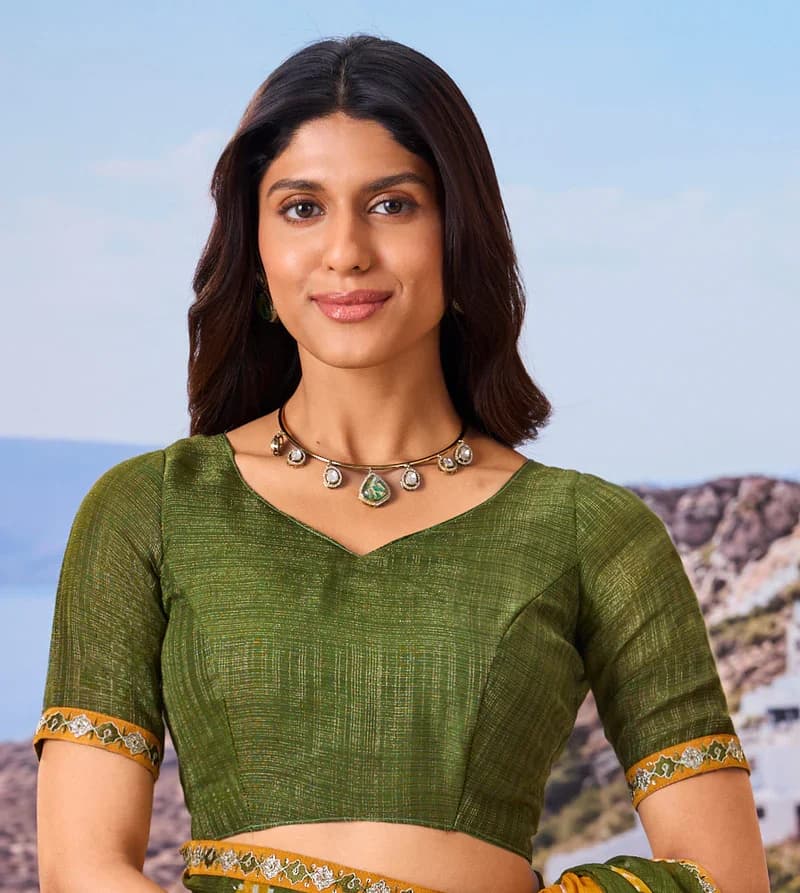 Laxmipati Green Chiffon Geometric Printed Saree 1